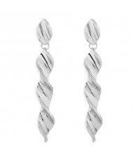Dangling Spiral Style Alloy High Fashion Statement Earrings - Silver