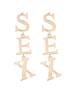 Sex Characters Fashion Design Alloy Statement Earrings - Golden