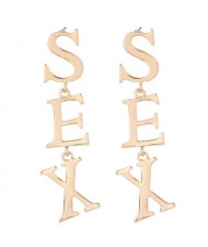 Sex Characters Fashion Design Alloy Statement Earrings - Golden
