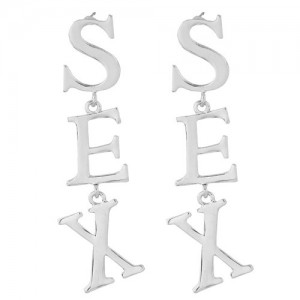 Sex Characters Fashion Design Alloy Statement Earrings - Silver