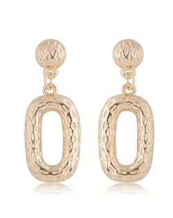 Bold Coarse Hoop Simple Design Alloy Fashion Statement Earrings - Golden