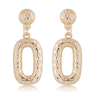 Bold Coarse Hoop Simple Design Alloy Fashion Statement Earrings - Golden