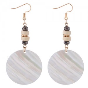 Simple Fashion Seashell Round Pendant Women Statement Earrings