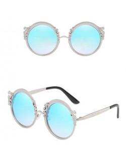 6 Colors Available Vintage Vine Decorated Round Frame Women High Fashion Sunglasses