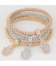 Fashion Elements Pendants Weaving Design Alloy 3 pcs Set Costume Bracelet - Hand