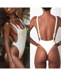 Solid White One-piece Fashion Attractive Women Swimwear