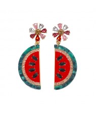 Summer Style Watermelon Women Statement Earrings - Red