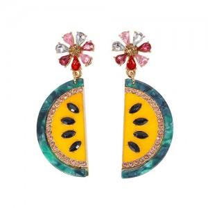 Summer Style Watermelon Women Statement Earrings - Yellow