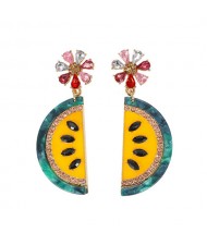 Summer Style Watermelon Women Statement Earrings - Yellow