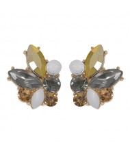 Colorful Rhinestone Simple Design Women Statement Earrings - Gray