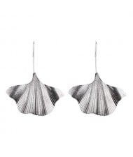 Ginkgo Leaf High Fashion Women Statement Alloy Earrings - Silver