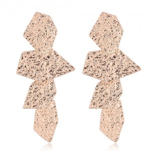 Coarse Surface Leaves Combo Bold Design Women Statement Earrings - Golden