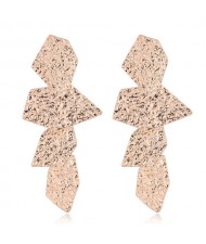 Coarse Surface Leaves Combo Bold Design Women Statement Earrings - Golden
