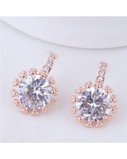 Shining Cubic Zirconia Inlaid High Fashion Women Statement Earrings - Golden