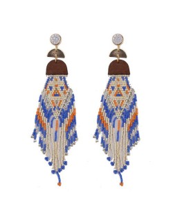 Flower and Leaves Dangling Hoop Chunky Fashion Statement Earrings - Pink