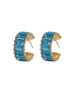 Dangling Round Sequins Summer Chunky Fashion Earrings - Blue