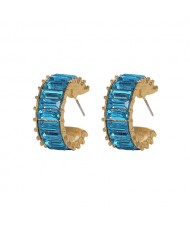 Dangling Round Sequins Summer Chunky Fashion Earrings - Blue