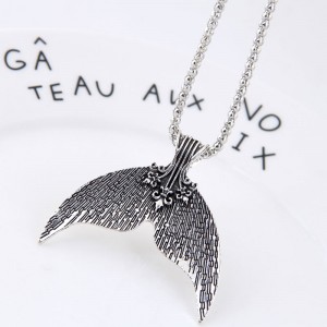 Whale Tail Pendant Vintage Design High Fashion Statement Necklace