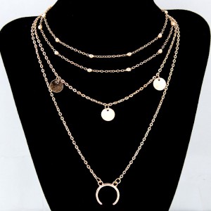 Paillette and Arch Pendant Multiple Layers Alloy Fashion Statement Necklace - Golden