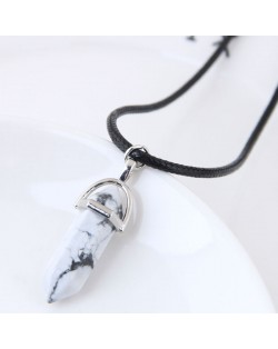Stone Pencil Stub Pendant High Fashion Rope Statement Necklace - White