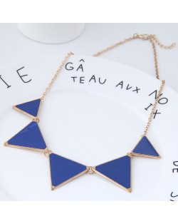 Oil-spot Glazed Triangles Design High Fashion Costume Necklace - Blue