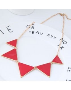 Oil-spot Glazed Triangles Design High Fashion Costume Necklace - Red