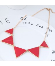 Oil-spot Glazed Triangles Design High Fashion Costume Necklace - Red