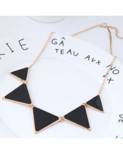 Oil-spot Glazed Triangles Design High Fashion Costume Necklace - Black
