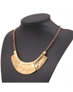 Vintage Coarse Texture Chunky Arch Pendant Fashion Costume Necklace - Golden