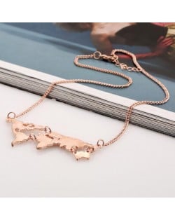 World Map Pendant High Fashion Alloy Costume Necklace - Rose Gold