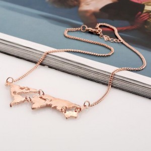 World Map Pendant High Fashion Alloy Costume Necklace - Rose Gold