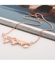 World Map Pendant High Fashion Alloy Costume Necklace - Rose Gold