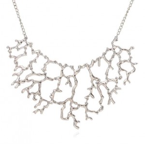 Alloy Coral Vintage Chunky Fashion Costume Necklace - Silver