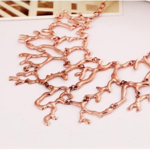 Alloy Coral Vintage Chunky Fashion Costume Necklace - Rose Gold