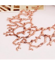 Alloy Coral Vintage Chunky Fashion Costume Necklace - Rose Gold