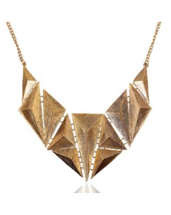 Stereotriangles Combo Vintage Chunky Style Costume Necklace - Golden