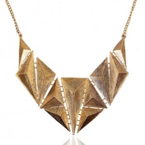 Stereotriangles Combo Vintage Chunky Style Costume Necklace - Golden