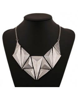 Stereotriangles Combo Vintage Chunky Style Costume Necklace - Silver