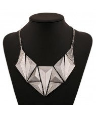 Stereotriangles Combo Vintage Chunky Style Costume Necklace - Silver