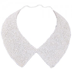 Mini Beads White Collar Design High Fashion Costume Necklace