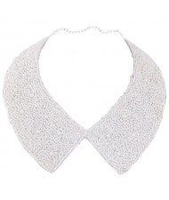 Mini Beads White Collar Design High Fashion Costume Necklace
