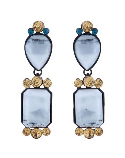 Assorted Resin Gem Combo Design High Fashion Statement Earrings - White