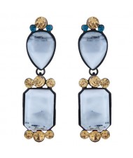 Assorted Resin Gem Combo Design High Fashion Statement Earrings - White