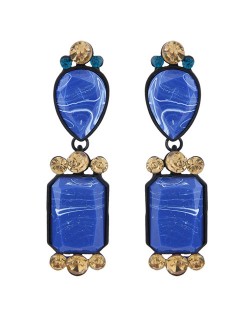 Assorted Resin Gem Combo Design High Fashion Statement Earrings - Blue