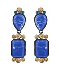 Assorted Resin Gem Combo Design High Fashion Statement Earrings - Blue