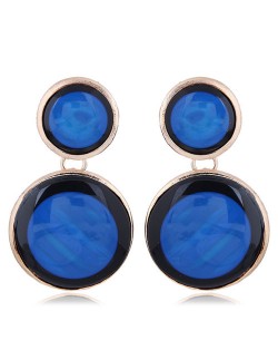 Oil-spot Glazed Rounds Combo High Fashion Statement Earrings - Blue