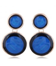 Oil-spot Glazed Rounds Combo High Fashion Statement Earrings - Blue
