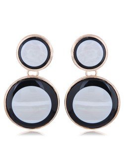 Oil-spot Glazed Rounds Combo High Fashion Statement Earrings - Gray