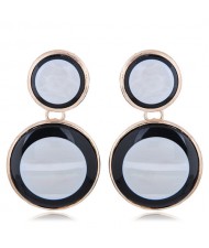 Oil-spot Glazed Rounds Combo High Fashion Statement Earrings - Gray