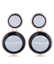 Oil-spot Glazed Rounds Combo High Fashion Statement Earrings - Gray